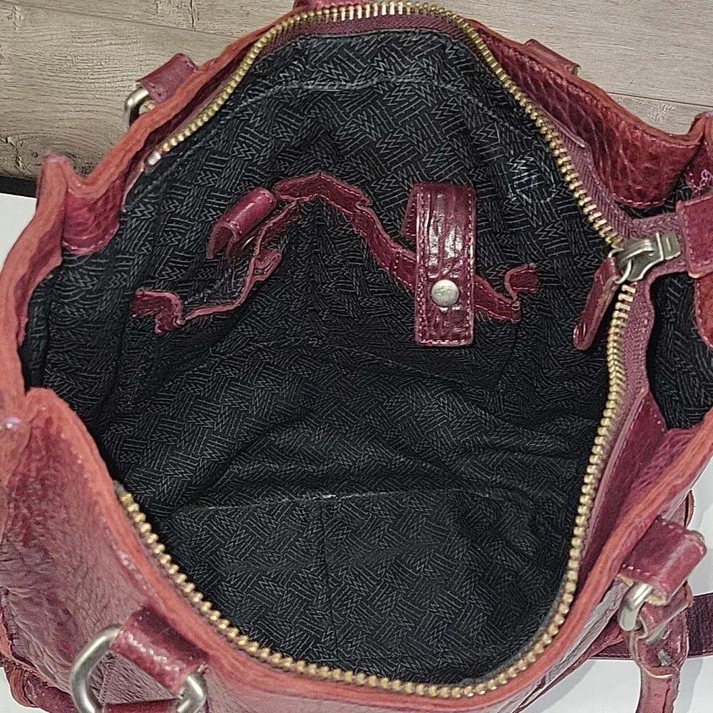 Large WILL Leather Goods Burgundy Heavy Leather Tote Bag